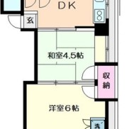 2DK（DK6畳・洋室6畳・和室4.5畳）30.33㎡ (間取)